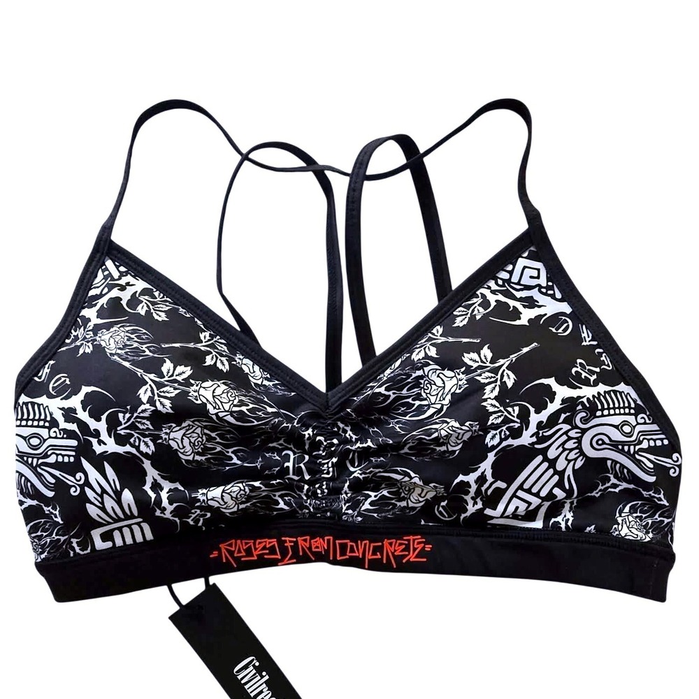 Civil Regime Warrior's Wrath Nahstia Energy Bra Black Roses Aztec Print Sizeโ M